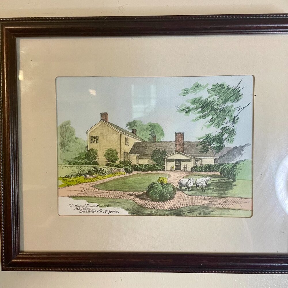 The Home of James Monroe, Ash Lawn, Charlottesville, VA Sketch Print Water Color